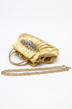 Jessica Timeless Classic - Pochette satinée avec strass - Dorée