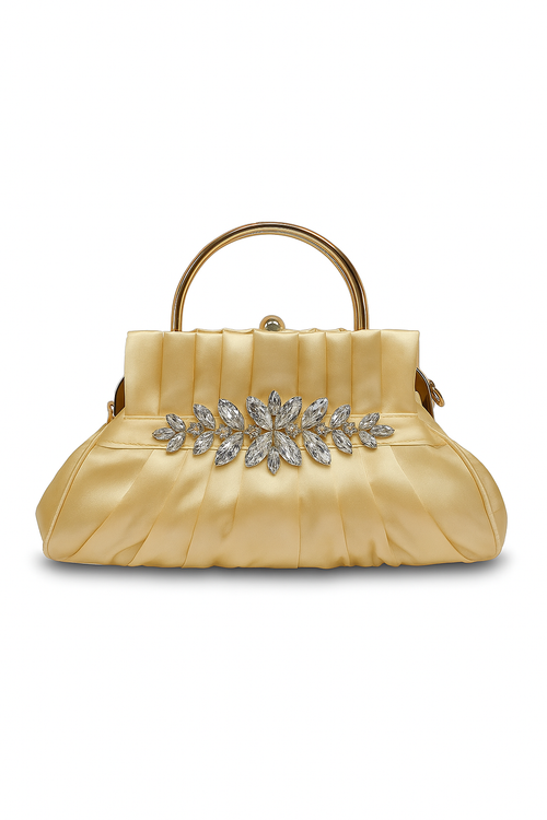 Jessica Timeless Classic - Pochette satinée avec strass - Dorée