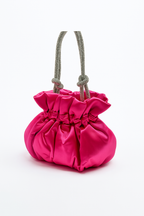 Michelle Moon - Sac bourse effet satin et strass - Fuchsia