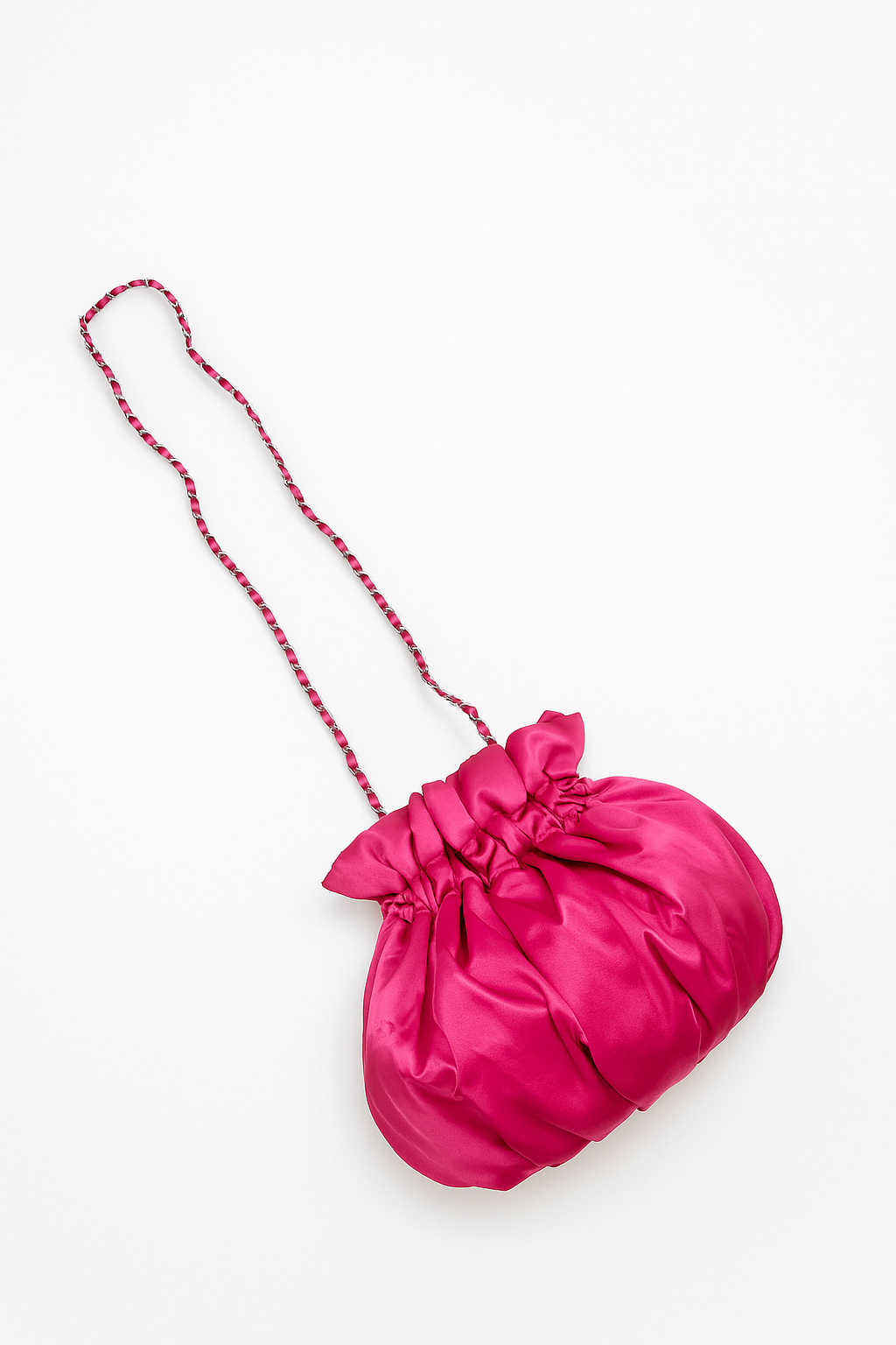 Michelle Moon - Sac bourse effet satin et strass - Fuchsia