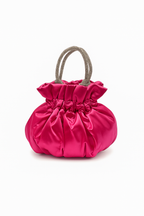 Michelle Moon - Sac bourse effet satin et strass - Fuchsia