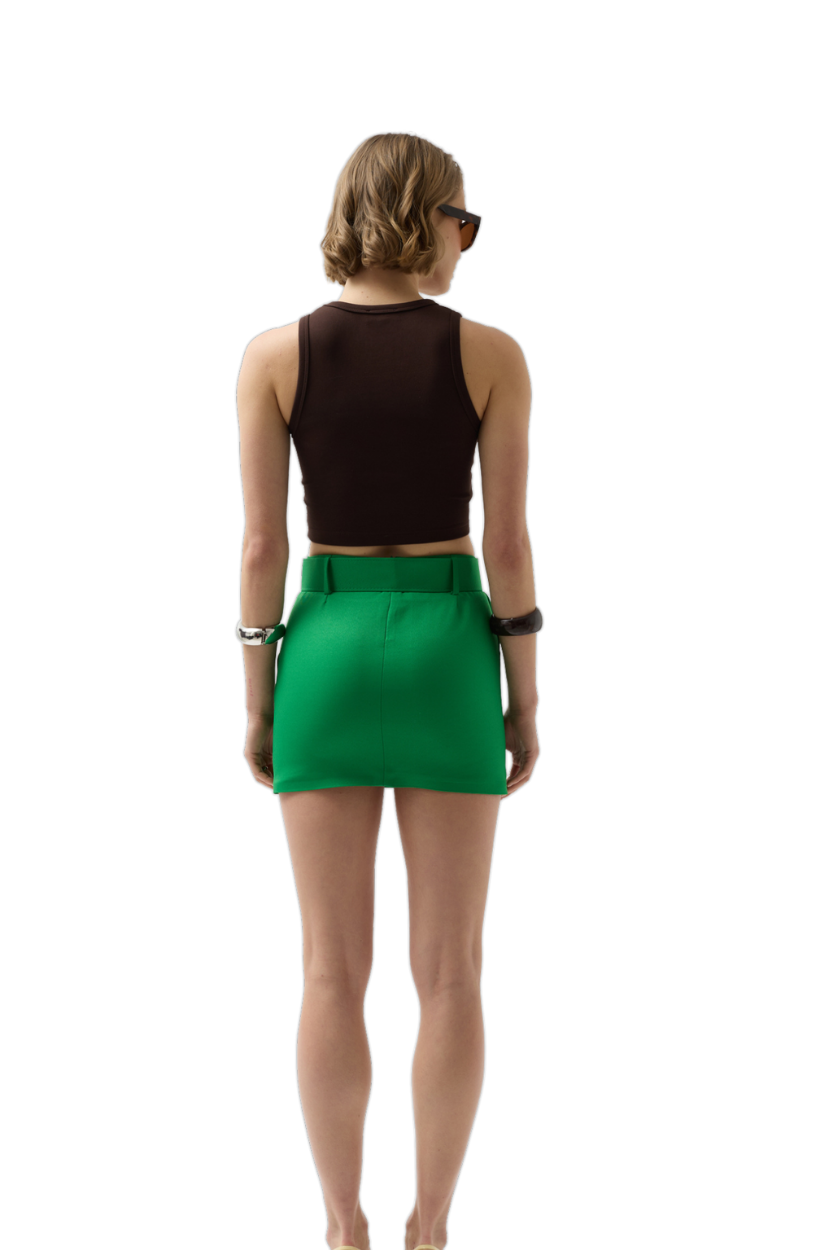 Minifalda con cinturón - Moda negra - Verde 