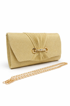 Michelle Moon - Gold Glitter Flap Clutch