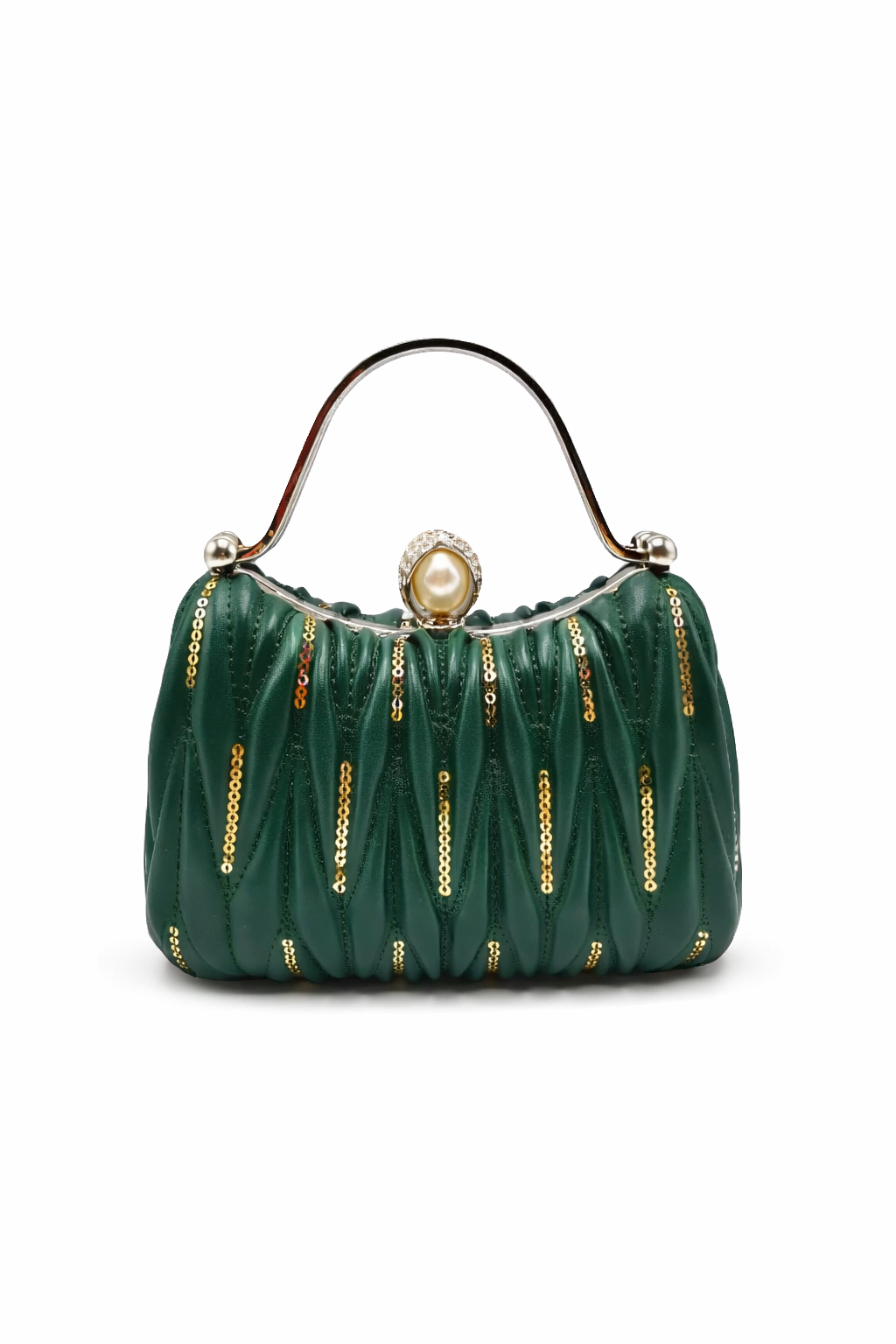 Michelle Moon - Pretty bag with rhinestones, emerald green color