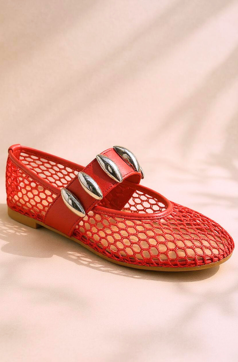 JOIA Paris - Bailarinas planas con pedrería - Rojo 