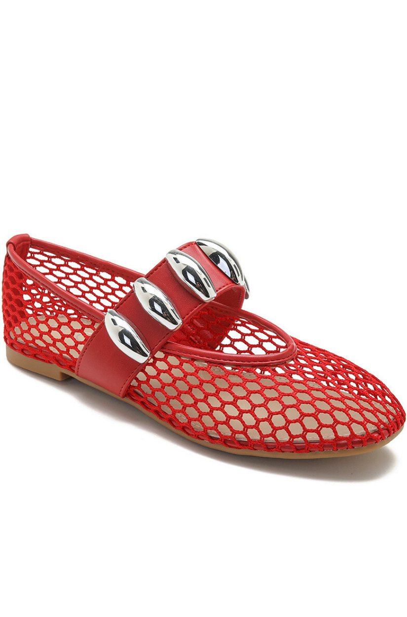 JOIA Paris - Bailarinas planas con pedrería - Rojo 