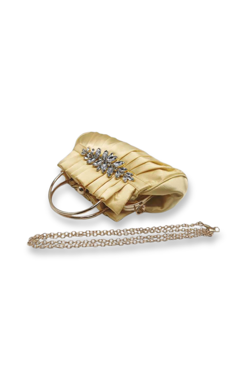 Jessica - Clutch de satén con pedrería - Dorado