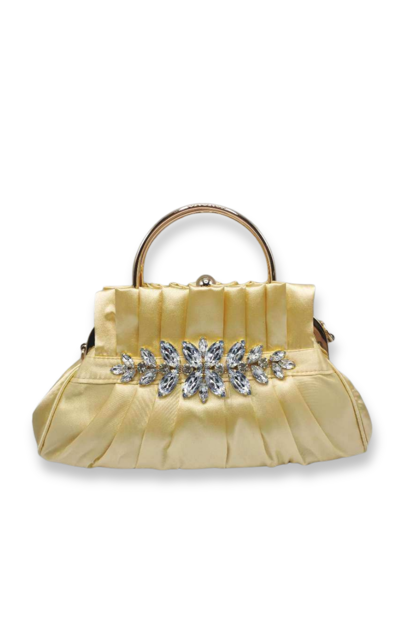 Jessica - Clutch de satén con pedrería - Dorado
