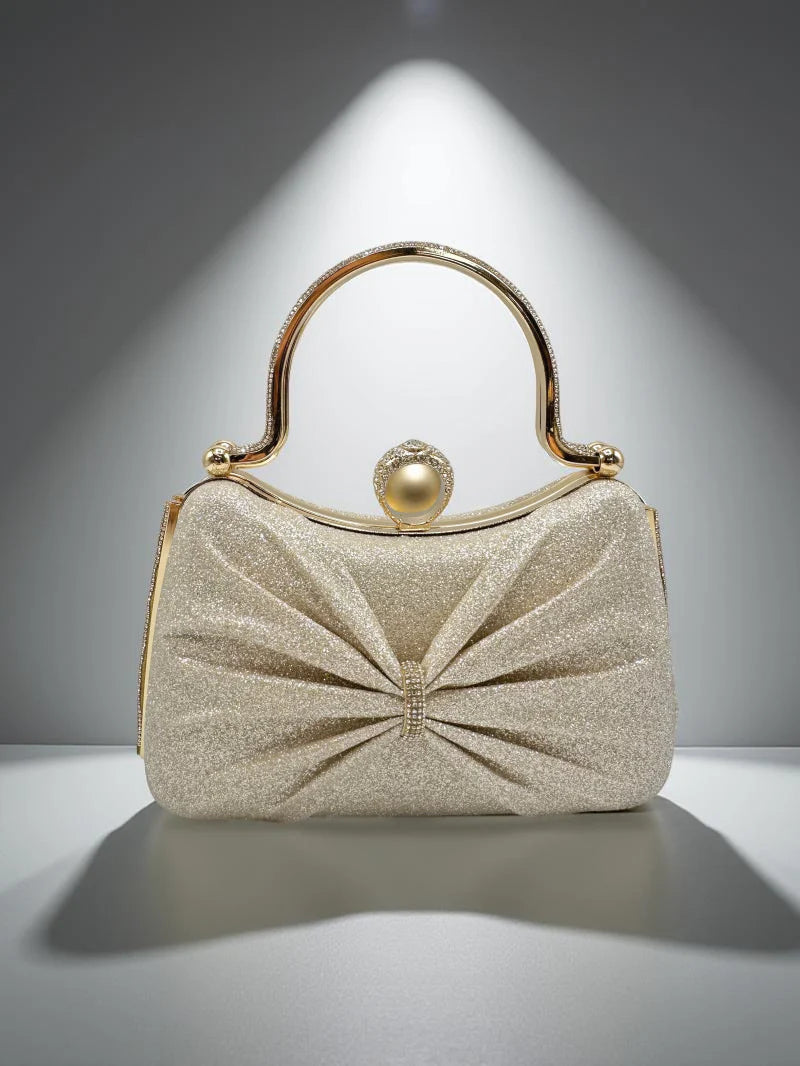 Michelle Moon - Bolso Minaudière con lentejuelas y pedrería - Dorado