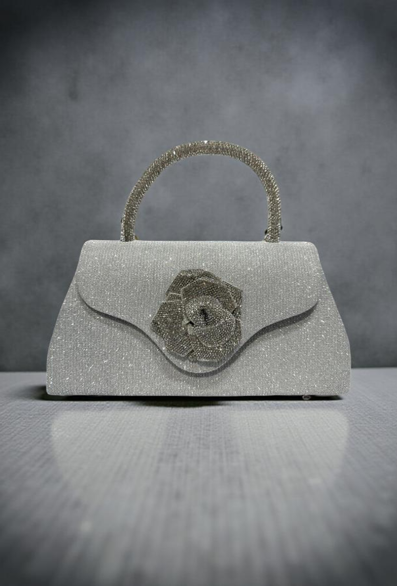 Michelle Moon - Bolso de noche con flores y diamantes de imitación