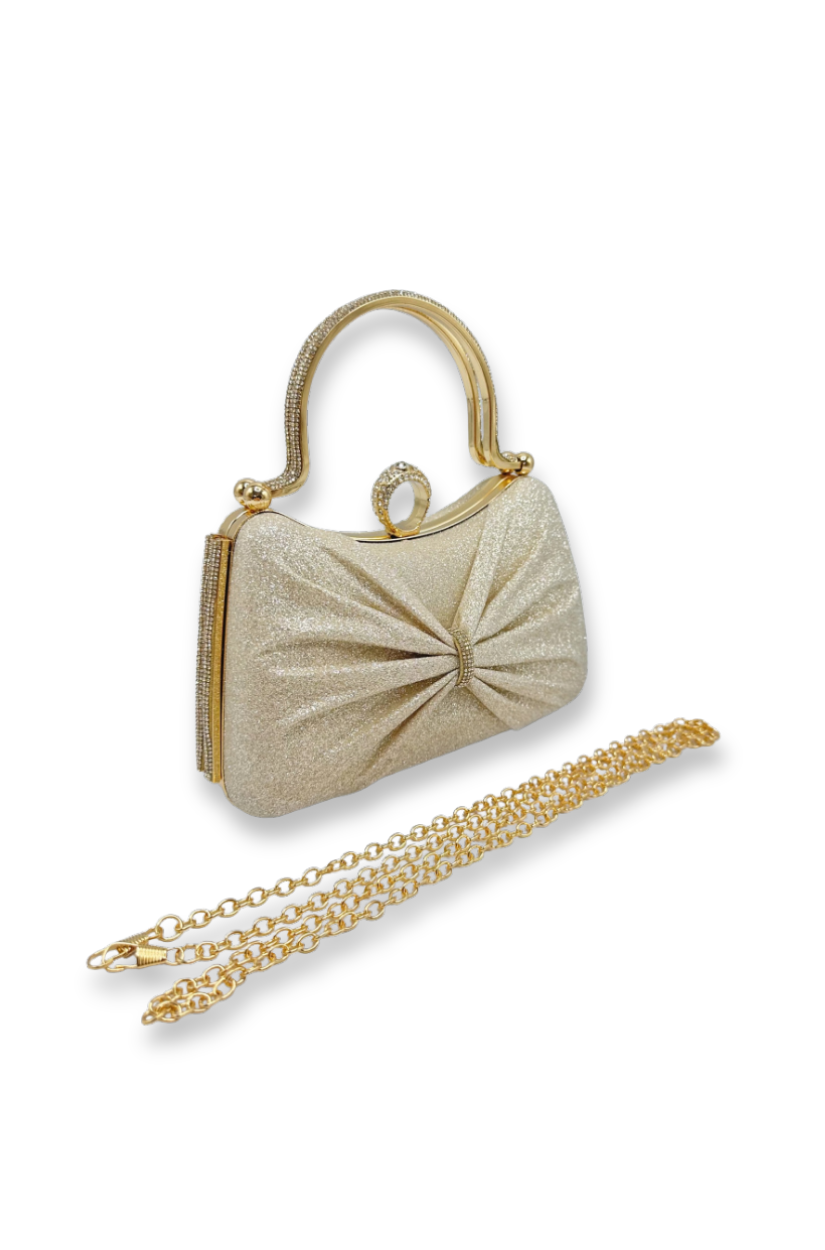Michelle Moon - Bolso Minaudière con lentejuelas y pedrería - Dorado