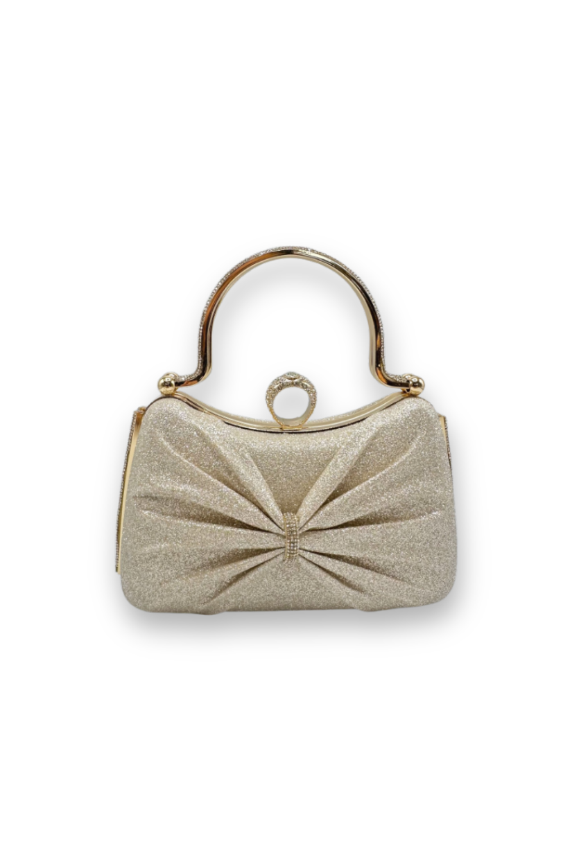 Michelle Moon - Bolso Minaudière con lentejuelas y pedrería - Dorado
